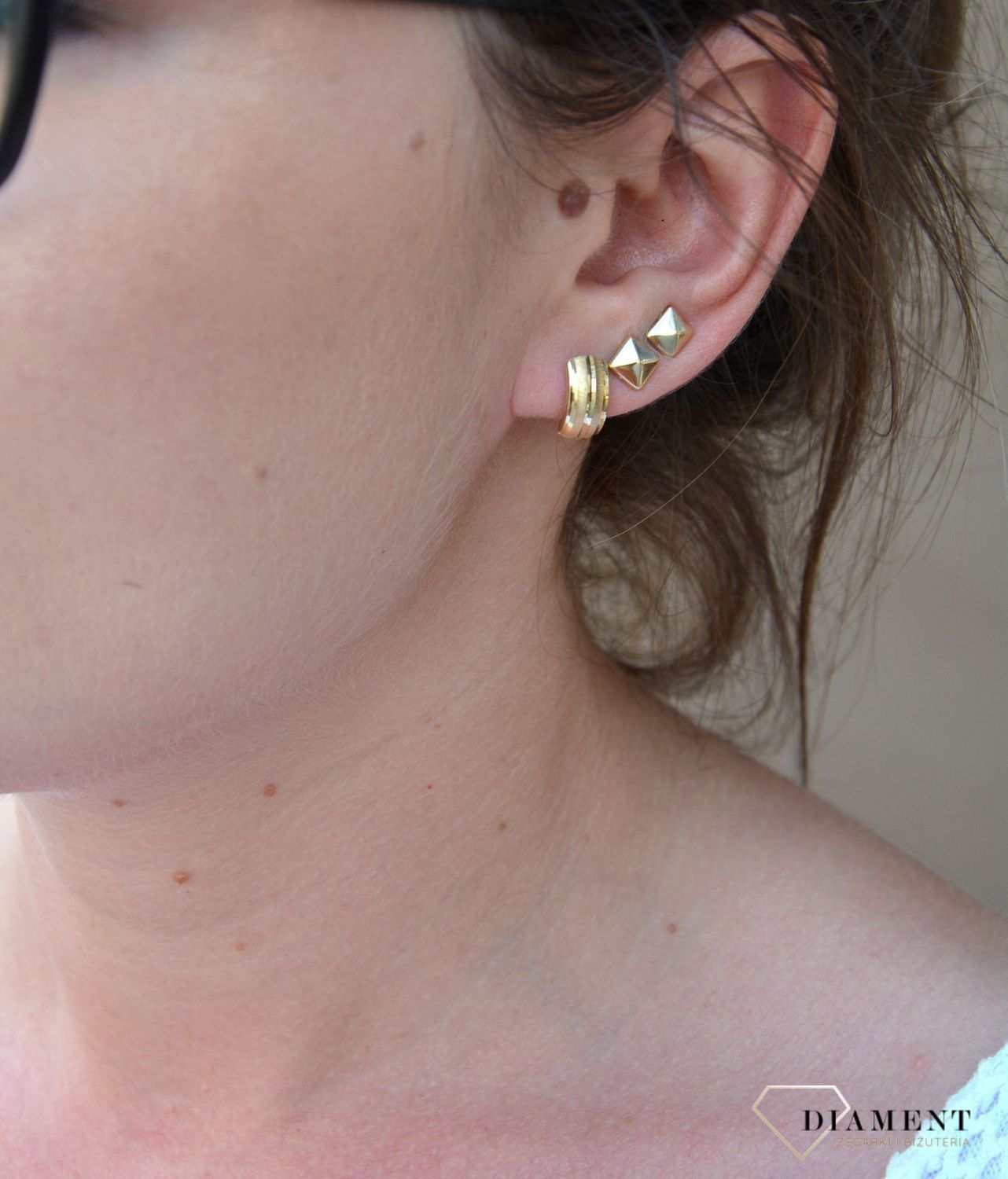 Złote kolczyki 585 matowa i błyszcząca powierzchnia KL 9790 585.jpg